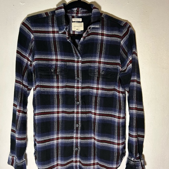 American Eagle Outfitters Black and Blue Flannel Size M - Picture 1 of 4